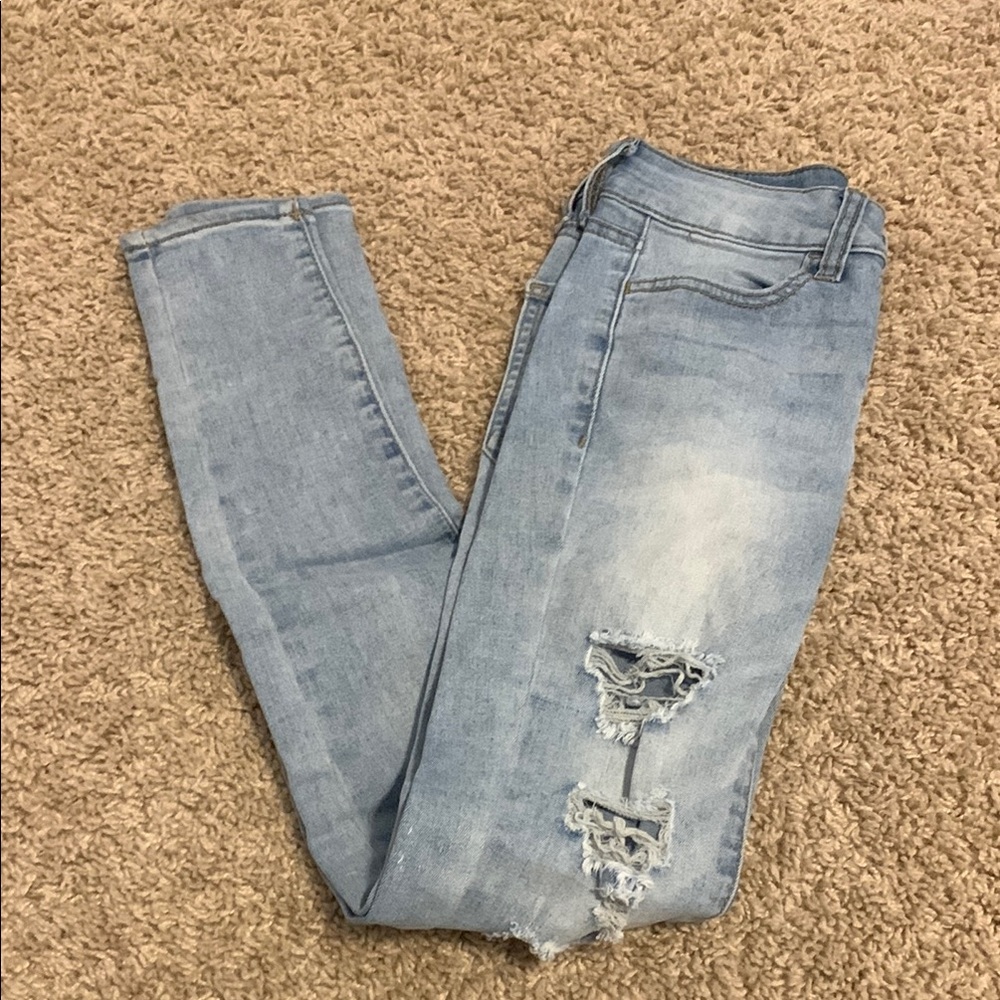 SO Blue Distressed Skinny Jeans